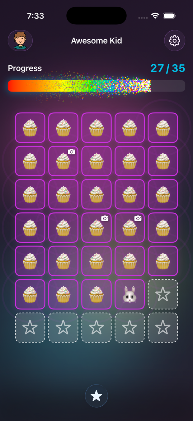 Starly's Birthday theme with cupcake and cake stickers